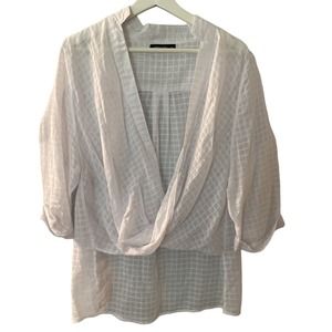 Gypsy Rose Women's White Surplice Wrap Front High Low Blouse Size Medium